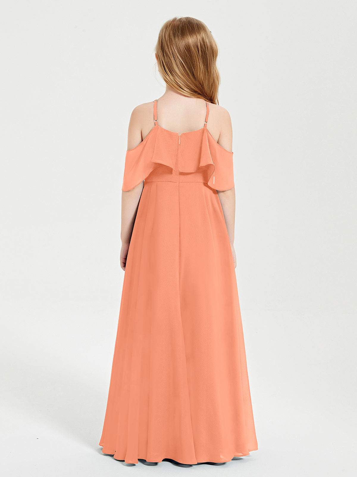 Off-the-Shoulder Long Dresses for Junior Bridesmaids Papaya